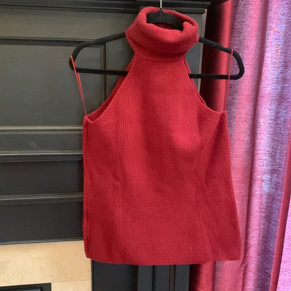 REISS brick red cashmere blend sleeveless knit sz L